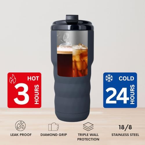 Gray stainless steel coffee tumbler 20 oz — photo 3