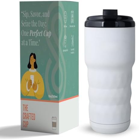 White stainless steel coffee tumbler 20 oz