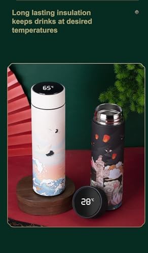 White Asian art insulated travel thermos mug — photo 4