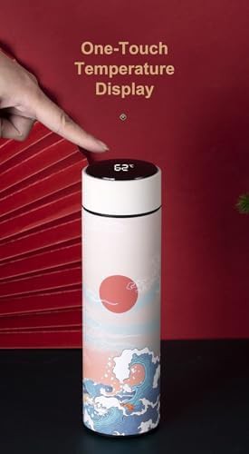 White Asian art insulated travel thermos mug — photo 5