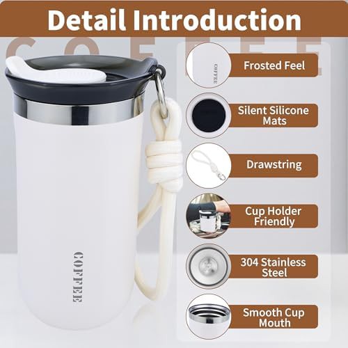 White 17 oz Leakproof Travel Coffee Mug — photo 3
