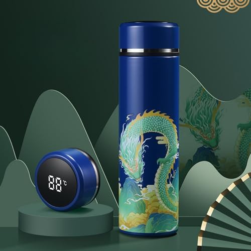 Blue dragon Chinese art insulated water bottle — photo 2