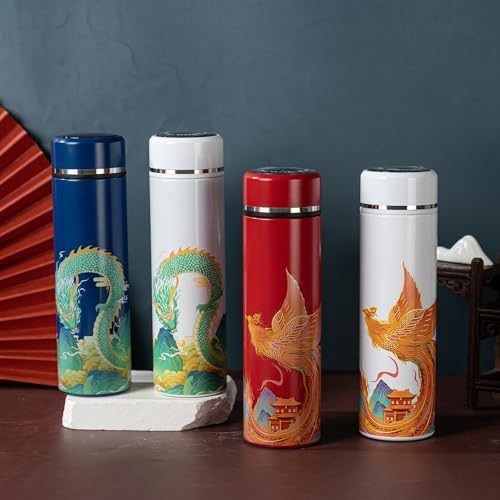 Blue dragon Chinese art insulated water bottle — photo 3