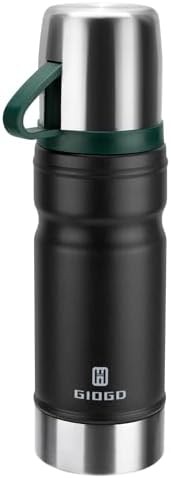 Black stainless steel thermal flask with cup lid