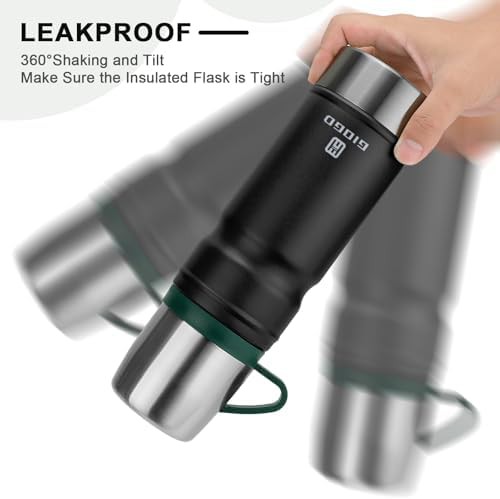 Black stainless steel thermal flask with cup lid — photo 3