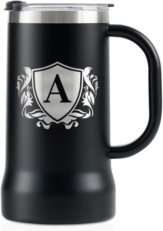Monogram A beer stein with handle