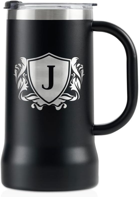 Monogram J beer stein with handle