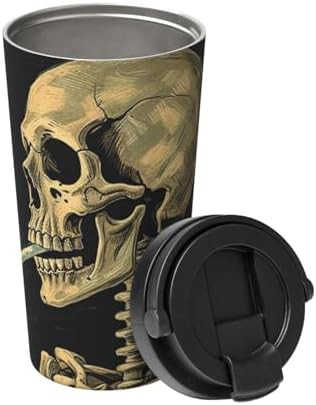Skeleton print insulated coffee mug with handle