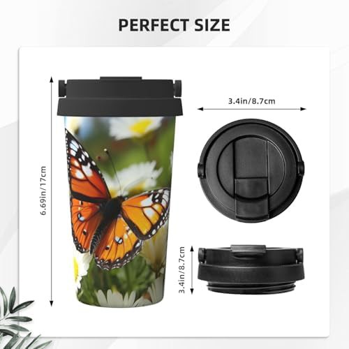 Butterfly on daisy flower print coffee tumbler 17oz — photo 3