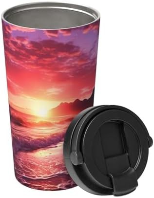 Beach sunset print coffee tumbler 17oz