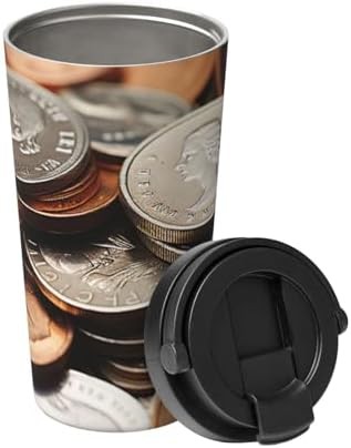 Currency coin print coffee tumbler 17oz