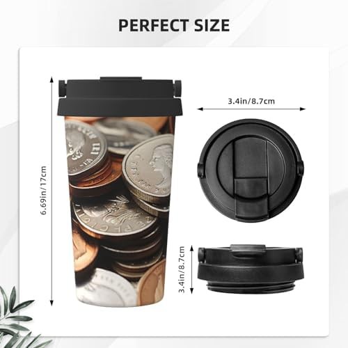 Currency coin print coffee tumbler 17oz — photo 3