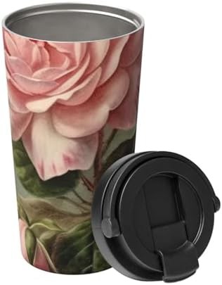 Vintage rose print coffee tumbler 17oz