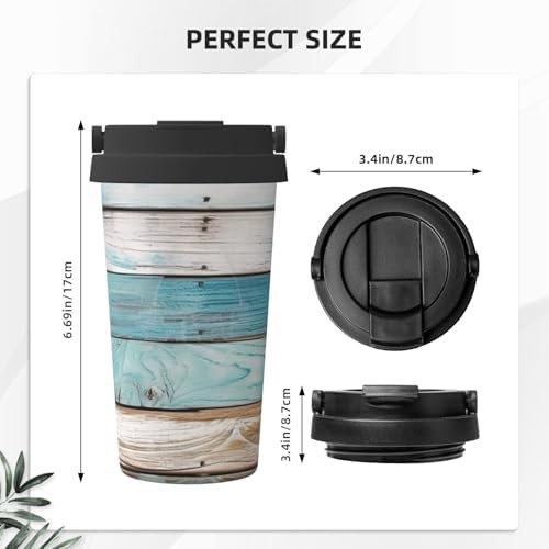 Vintage beach wood blue coffee tumbler 17oz — photo 3