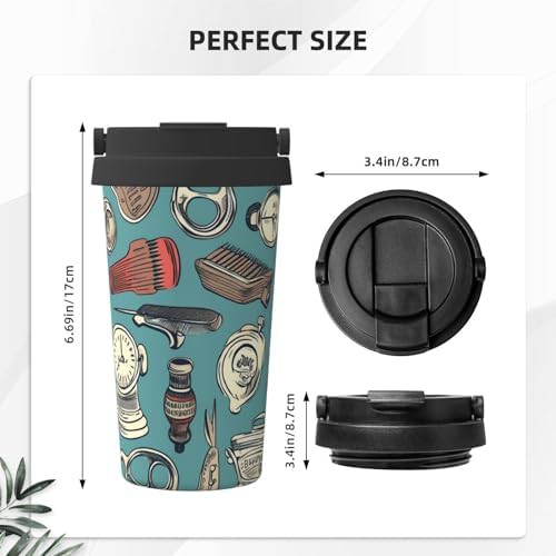 Barber shop theme print coffee tumbler 17oz — photo 3