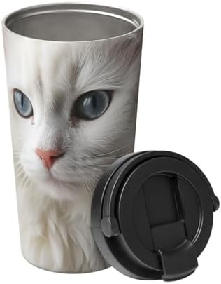 Cute white cat print coffee tumbler 17oz