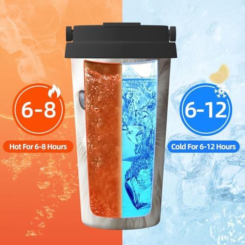 Cute white cat print coffee tumbler 17oz — photo 5