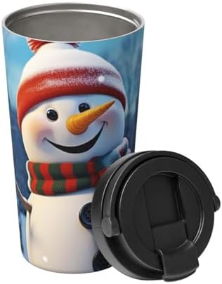 Happy snowman print coffee tumbler 17oz