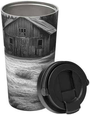 Barn black and white print coffee mug