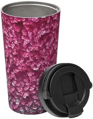 Glitter print insulated coffee mug with handle