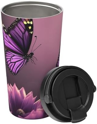 Flowers and purple butterfly print tumbler 17oz