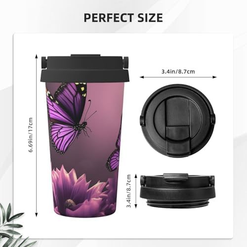 Flowers and purple butterfly print tumbler 17oz — photo 3