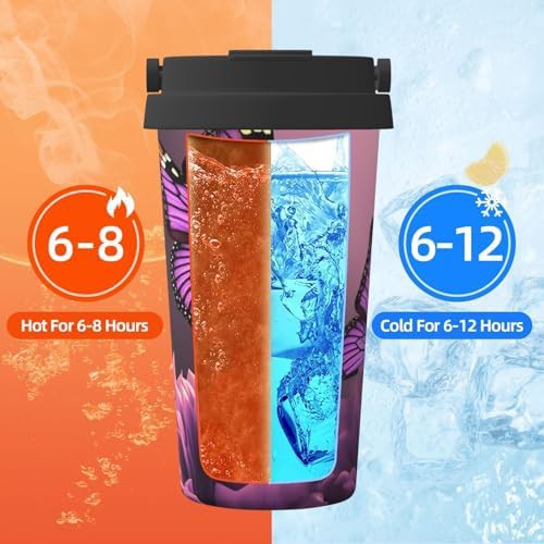 Flowers and purple butterfly print tumbler 17oz — photo 5
