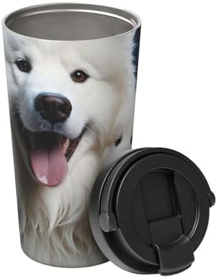 White dog print coffee tumbler 17oz