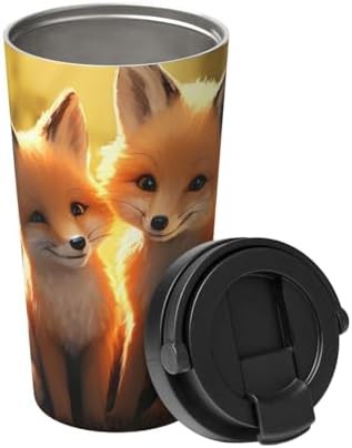 Cute foxes print coffee tumbler 17oz