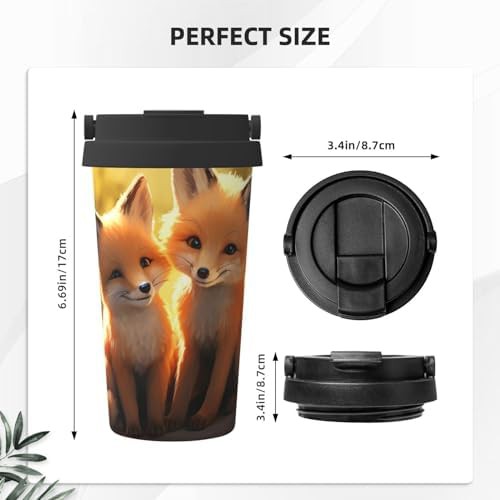 Cute foxes print coffee tumbler 17oz — photo 3