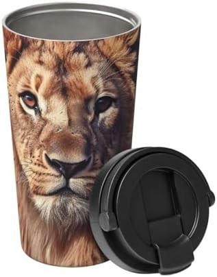 Art lion print insulated coffee mug