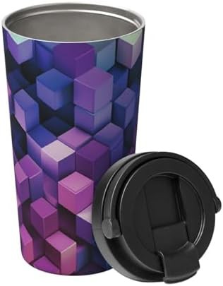 Abstract color cubes purple coffee tumbler 17oz