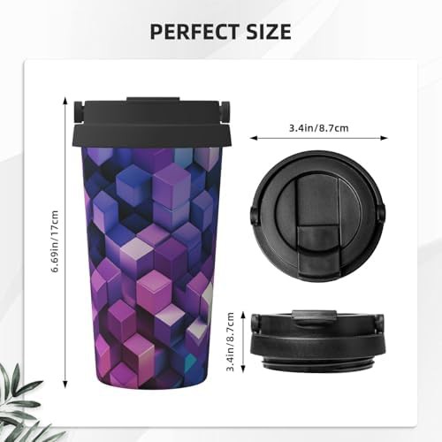Abstract color cubes purple coffee tumbler 17oz — photo 3