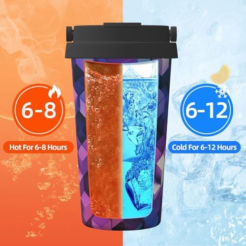 Abstract color cubes purple coffee tumbler 17oz — photo 5