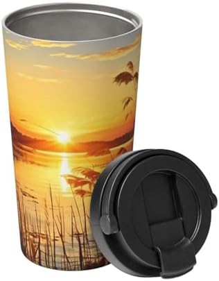 Reeds by the river print coffee tumbler 17oz