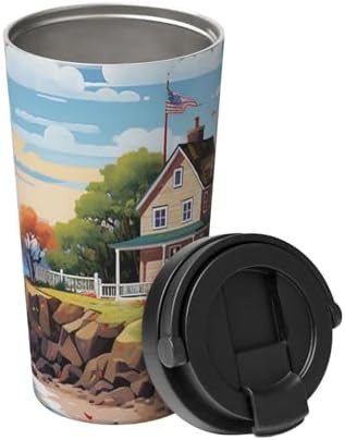 Coastal lighthouse print coffee tumbler 17oz