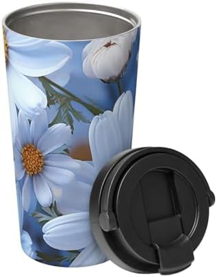 Daisy blue print coffee tumbler 17oz