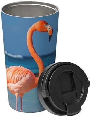 Beach flamingo print coffee tumbler 17oz