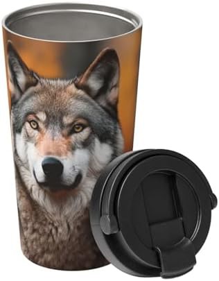 Autumn animals wolf print coffee tumbler 17oz