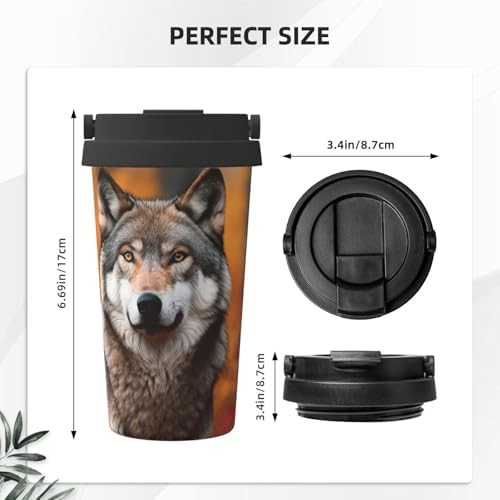 Autumn animals wolf print coffee tumbler 17oz — photo 3