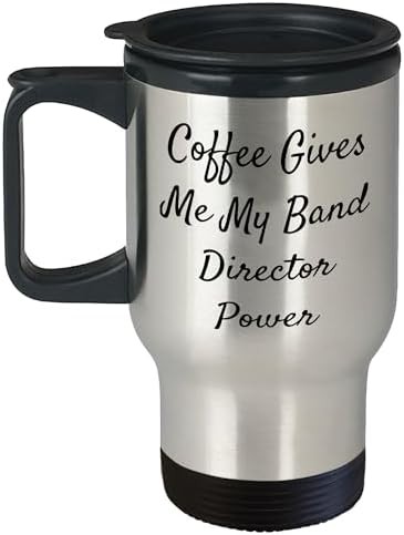 Band director power travel mug with handle