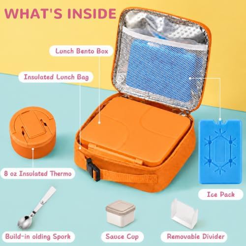 Orange bento lunch box with soup thermo — photo 5