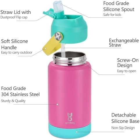 Kids Rose Pink Straw Bottle 12 oz — photo 5