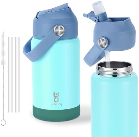 Kids Light Green Straw Bottle 12 oz