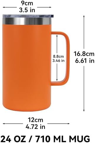 Orange insulated travel mug with handle 24 oz — photo 4
