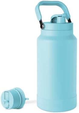 Blue water bottle jug with chug lid 64 oz