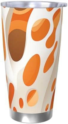 Brown and white spots stainless steel vacuum tumbler