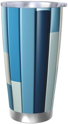 Blue stripes stainless steel vacuum tumbler