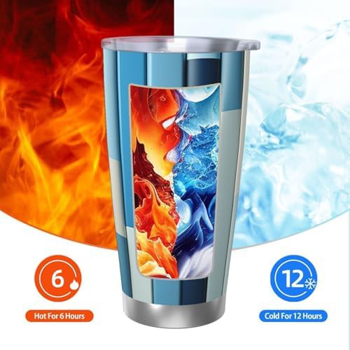 Blue stripes stainless steel vacuum tumbler — photo 3