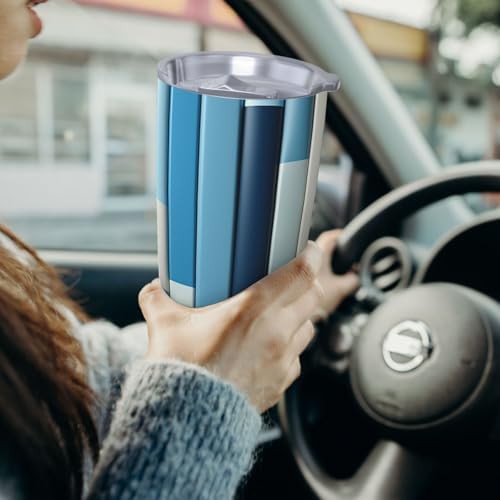 Blue stripes stainless steel vacuum tumbler — photo 4